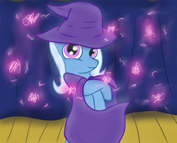 Size: 1062x852 | Tagged: safe, artist:breezethepony, derpibooru import, trixie, pony, unicorn, female, magic, mare, solo, stage