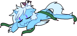 Size: 1034x485 | Tagged: safe, artist:ghost, derpibooru import, trixie, bird, pony, snake, unicorn, ask-stoned-trixie, eyes closed, female, mare, prone, simple background, sleeping, solo, stoned trixie, transparent background