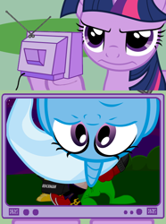 Size: 564x760 | Tagged: safe, derpibooru import, trixie, twilight sparkle, exploitable meme, homestar runner, inconvenient trixie, meme, tv meme