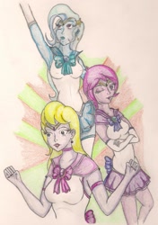 Size: 1223x1739 | Tagged: safe, artist:thegloriesbigj, derpibooru import, fuchsia blush, lavender lace, trixie, equestria girls, clothes, cosplay, costume, female, sailor moon, sailor scout, sailor uniform, trixie and the illusions