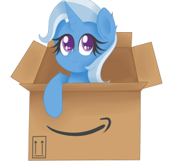 Size: 1300x1200 | Tagged: safe, artist:zlight, derpibooru import, trixie, pony, unicorn, amazon box, amazon.com, box, cute, diatrixes, female, mare, pony in a box, simple background, solo, transparent background