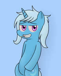 Size: 725x900 | Tagged: safe, artist:pvryohei, derpibooru import, trixie, pony, bipedal, drugs, solo, stoned trixie