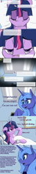 Size: 1024x4914 | Tagged: safe, artist:tlatophat, princess luna, twilight sparkle, alicorn, pony, unicorn, alternate hairstyle, alternate universe, ask, comic, s1 luna, sketchbook twilight, tumblr