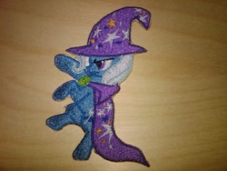 Size: 1024x768 | Tagged: safe, artist:ethepony, derpibooru import, trixie, pony, cape, clothes, embroidery, hat, patch, trixie's cape, trixie's hat