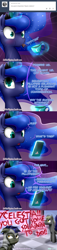 Size: 660x2907 | Tagged: safe, artist:pshyzomancer, princess luna, bat pony, pony, comic, fillypines, implied lesbian, implied lunajack, implied shipping, magic, night guard, phone, spit take, telekinesis, tumblr