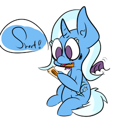 Size: 2756x2756 | Tagged: safe, artist:olympic tea bagger, derpibooru import, trixie, pony, undead, unicorn, vampire, vampony, clothes, costume, female, filly, mare, nightmare night, peanut butter crackers, solo