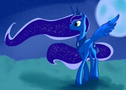 Size: 900x644 | Tagged: safe, artist:rubrony, princess luna, alicorn, pony, female, horn, mare, simple background, solo