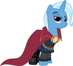 Size: 942x847 | Tagged: safe, artist:grapefruitface1, artist:tim015, derpibooru import, edit, trixie, pony, unicorn, boots, cape, cloak of levitation, clothes, doctor strange, female, mare, marvel, marvel cinematic universe, movies, parody, shoes, simple background, solo, transparent background, vector, vector edit