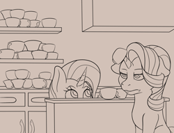 Size: 3731x2851 | Tagged: safe, artist:nudeknightart, derpibooru import, starlight glimmer, trixie, pony, unicorn, all bottled up, cup, duo, female, mare, teacup, that pony sure does love teacups