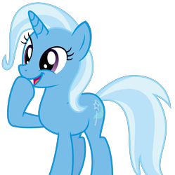 Size: 3131x3144 | Tagged: safe, artist:sketchmcreations, derpibooru import, trixie, uncommon bond, happy, open mouth, raised hoof, simple background, smiling, solo, transparent background, vector