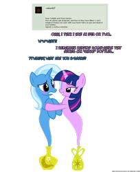 Size: 806x990 | Tagged: safe, artist:navitaserussirus, derpibooru import, trixie, twilight sparkle, asktwixiegenies, bedroom eyes, blush sticker, blushing, female, genie, geniefied, lesbian, shipping, simple background, species swap, twixie, vector, white background