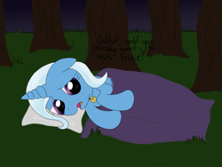 Size: 1280x960 | Tagged: safe, artist:shiverbear, derpibooru import, trixie, pony, unicorn, ask, asksadtrixie, female, forest, mare, sad, solo, tumblr