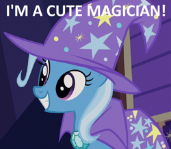 Size: 984x856 | Tagged: safe, derpibooru import, edit, edited screencap, screencap, trixie, pony, unicorn, uncommon bond, cape, clothes, cropped, cute, diatrixes, female, hat, mare, solo, trixie's cape, trixie's hat, truth