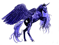 Size: 1000x750 | Tagged: safe, artist:hollyrosebriar, princess luna, alicorn, pony, female, horn, mare, realistic, solo