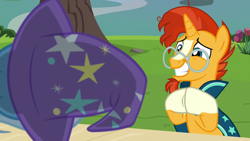 Size: 640x360 | Tagged: safe, derpibooru import, screencap, sunburst, trixie, uncommon bond, cute, out of context