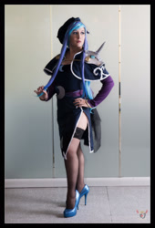 Size: 1600x2350 | Tagged: safe, artist:10thmuse, princess luna, human, clothes, cosplay, high heels, irl, irl human, photo, stockings