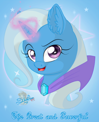 Size: 646x800 | Tagged: safe, artist:unisoleil, derpibooru import, trixie, pony, unicorn, female, magic, mare, portrait, solo