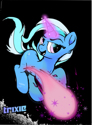 Size: 1105x1496 | Tagged: safe, artist:jxst-starly, derpibooru import, trixie, pony, unicorn, black background, female, looking at you, magic, mare, simple background, solo