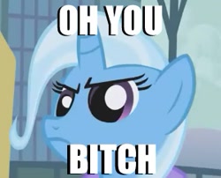 Size: 299x241 | Tagged: safe, derpibooru import, trixie, pony, unicorn, angry, displeased, female, image macro, mare, meme, solo, trixie yells at everything, vulgar