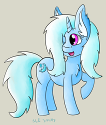 Size: 2880x3392 | Tagged: safe, artist:nacle, derpibooru import, trixie, pony, unicorn, female, fluffy, horn, mare, one eye closed, solo, wink