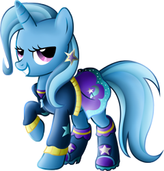 Size: 4398x4583 | Tagged: safe, artist:beamsaber, derpibooru import, trixie, pony, unicorn, absurd resolution, clothes, equestria girls outfit, female, mare, smiling, solo