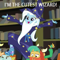 Size: 524x526 | Tagged: safe, derpibooru import, edit, edited screencap, screencap, snails, snips, trixie, better together, equestria girls, a queen of clubs, cute, fake beard