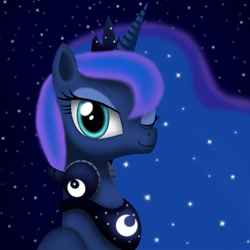 Size: 2000x2000 | Tagged: safe, artist:gennbu, princess luna, alicorn, pony, gamer luna, headphones, portrait, solo, wink