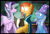 Size: 3100x2100 | Tagged: safe, artist:diego-spike, derpibooru import, starlight glimmer, sunburst, trixie, pony, unicorn, book, scary shiny glasses