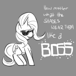 Size: 500x500 | Tagged: safe, artist:fauxsquared, derpibooru import, trixie, pony, unicorn, female, mare, solo, sunglasses, trixie is magic