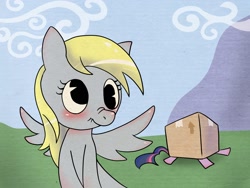 Size: 1600x1200 | Tagged: safe, artist:gatodelfuturo, derpibooru import, derpy hooves, twilight sparkle, pegasus, pony, box, female, mare, scrunchy face