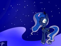 Size: 1296x968 | Tagged: safe, artist:waraiigoe, princess luna, alicorn, pony, heart, solo, tongue out, wink