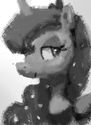 Size: 1216x1684 | Tagged: safe, artist:verrmont, princess luna, alicorn, pony, bust, lidded eyes, lunadoodle, monochrome, portrait, solo