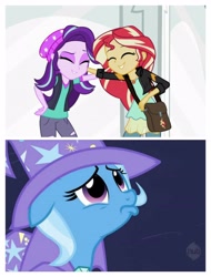 Size: 3106x4096 | Tagged: safe, derpibooru import, edit, screencap, starlight glimmer, sunset shimmer, trixie, equestria girls, magic duel, mirror magic, spoiler:eqg specials, sad