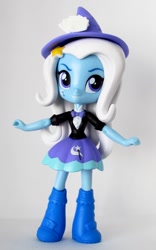 Size: 588x940 | Tagged: safe, artist:whatthehell!?, derpibooru import, trixie, equestria girls, boots, clothes, doll, equestria girls minis, hat, irl, photo, shoes, skirt, toy