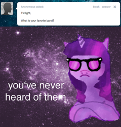 Size: 500x523 | Tagged: safe, artist:dilemarex, derpibooru import, twilight sparkle, ask, ask twilight sparkle, glasses, hipster