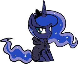 Size: 400x329 | Tagged: safe, artist:archeopony, princess luna, alicorn, pony, cloak, clothes, coat, grumpy, simple background, solo, transparent background