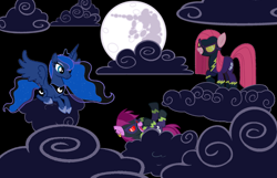 Size: 800x516 | Tagged: safe, pinkie pie, princess luna, oc, oc:soulless pinkamena, alicorn, earth pony, pony, pinkamena diane pie