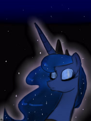 Size: 3600x4800 | Tagged: safe, artist:nadvgia, princess luna, alicorn, pony, bust, ethereal mane, eyes closed, female, mare, night, sky, solo, stars