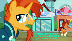 Size: 1440x810 | Tagged: safe, derpibooru import, edit, edited screencap, screencap, stellar flare, sunburst, pony, unicorn, the parent map, butt, caption, female, grammar error, image macro, implied incest, incest, male, mare, milf, mother and child, mother and son, parent and child, stallion, text