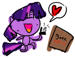 Size: 1270x981 | Tagged: safe, artist:megasweet, derpibooru import, twilight sparkle, bibliophile, blushing, book, cargo ship, crack shipping, female, fridge art (literally), marriage, shipping, that pony sure does love books, twibook