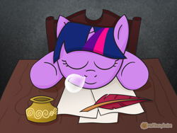 Size: 1600x1200 | Tagged: safe, artist:muffinexplosion, derpibooru import, twilight sparkle, bubble, filly, sleeping, snot, snot bubble