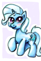 Size: 865x1280 | Tagged: safe, artist:remyroez, derpibooru import, trixie, pony, unicorn, blushing, smiling, solo