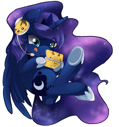 Size: 750x806 | Tagged: safe, artist:loyaldis, princess luna, alicorn, pony, 3ds, 3ds xl, cute, headphones, sky, solo, tongue out, underhoof