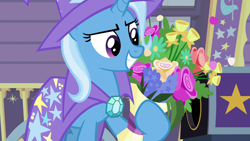 Size: 1920x1080 | Tagged: safe, derpibooru import, screencap, trixie, uncommon bond, bouquet