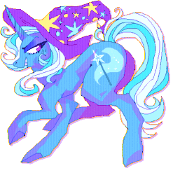 Size: 530x536 | Tagged: safe, artist:piruntatti, derpibooru import, trixie, pony, unicorn, female, grin, mare, smiling, solo