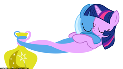 Size: 918x516 | Tagged: safe, artist:navitaserussirus, derpibooru import, trixie, twilight sparkle, asktwixiegenies, cropped, female, genie, lesbian, shipping, simple background, twixie, white background