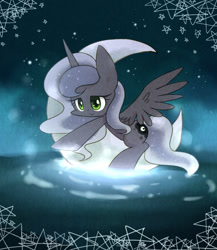 Size: 1300x1500 | Tagged: safe, artist:joycall6, princess luna, alicorn, pony, moon, solo, tangible heavenly object