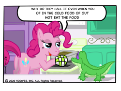 Size: 2048x1536 | Tagged: safe, artist:eel's stuff, gummy, pinkie pie, pony, broken english, meme, oven, ponified