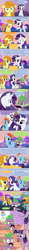 Size: 650x5561 | Tagged: safe, artist:peppersupreme, derpibooru import, carrot top, golden harvest, rainbow dash, rarity, snails, snips, spike, steven magnet, twilight sparkle, dragon, pegasus, pony, unicorn, boast busters, comic, moustache