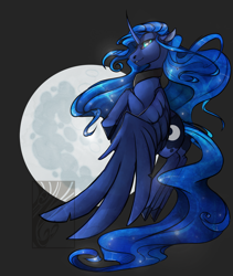 Size: 1280x1515 | Tagged: safe, artist:casynuf, princess luna, alicorn, pony, flying, moon, solo